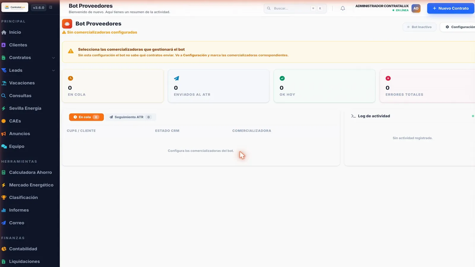 Captura de bot ATR en ContrataLux