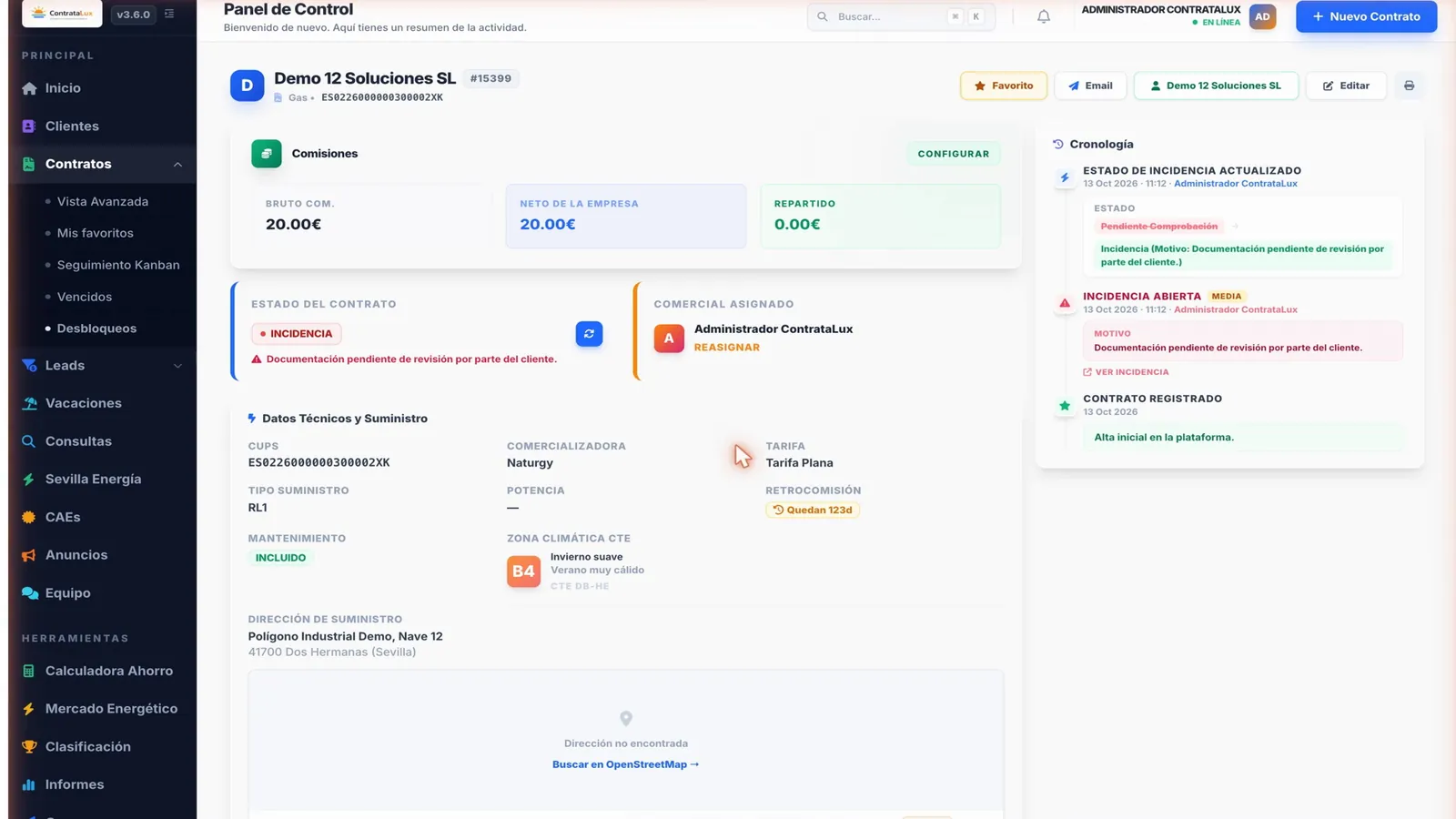 Captura de retrocomisiones en ContrataLux
