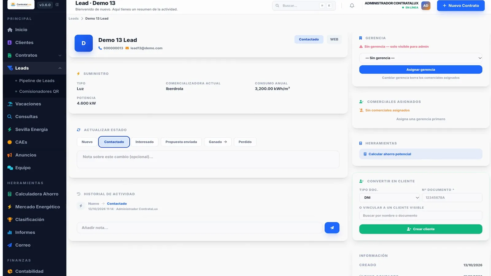 Captura de leads y captadores con QR en ContrataLux